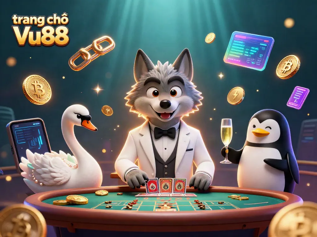 Experience the thrill of gaming at trang chủ Vu88 with vibrant 3D characters and crypto elements.