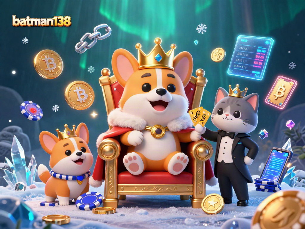 Experience thrilling gaming action with batman138, featuring vibrant 3D characters surrounded by neon-lit crypto elements.