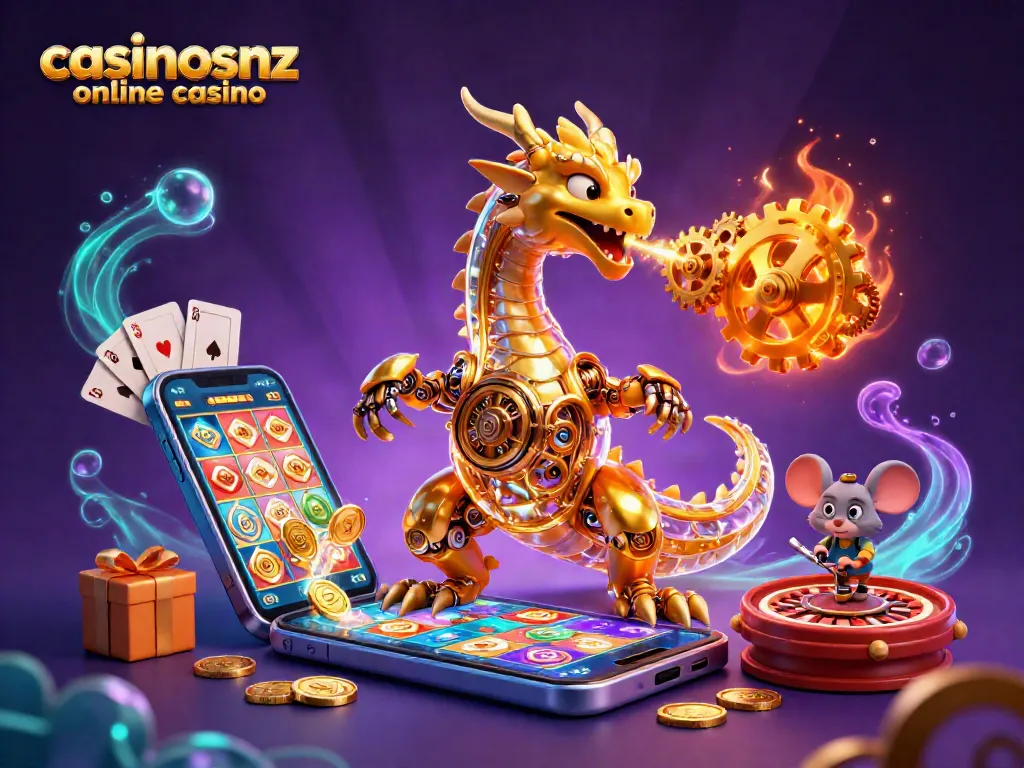 Experience the thrill of winning at casinosnz online casino with an exciting 3D gaming illustration.