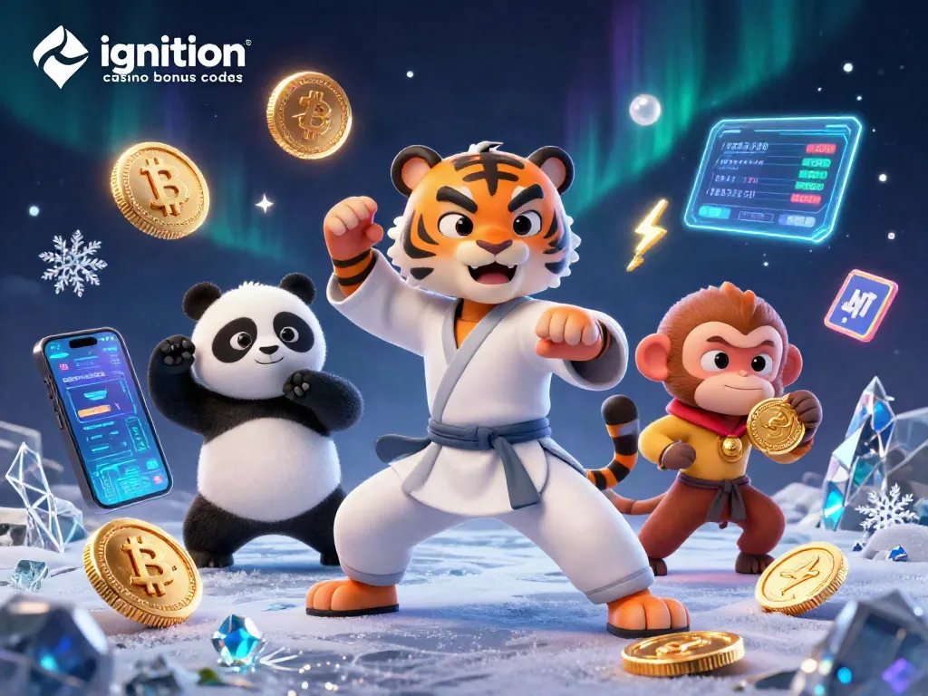 Engage with ignition casino bonus codes through a vibrant 3D illustration of a kung fu tiger and a panda disciple.