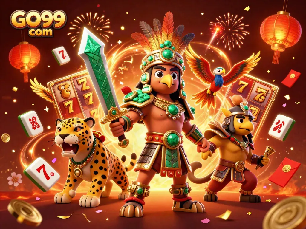 Experience thrills at GO99 com with vibrant 3D casino imagery showcasing jackpot slots.
