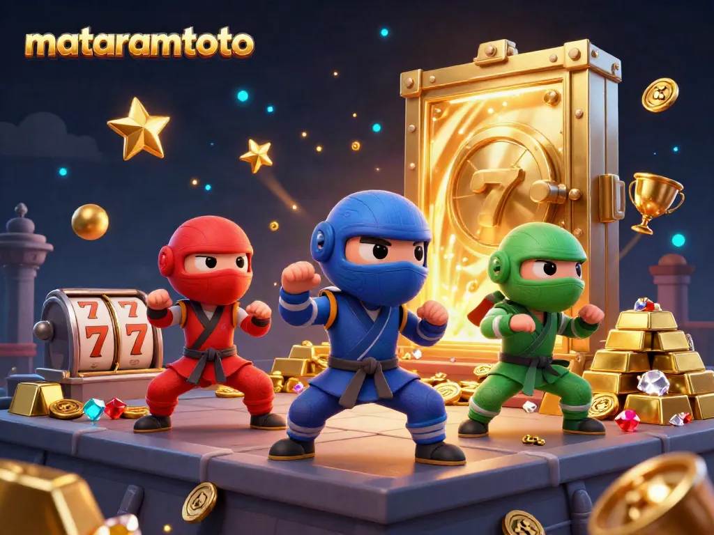 Experience the thrill of mataramtoto with colorful ninja chameleons and dazzling slot elements in action.