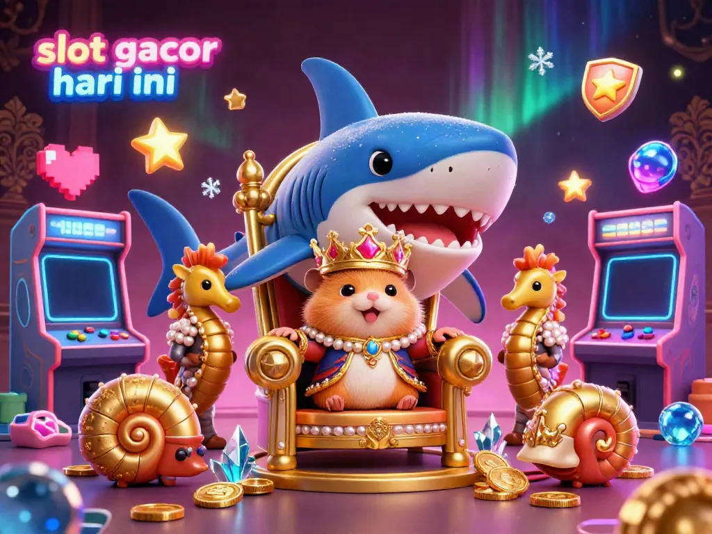 Engage in slot gacor hari ini with a fierce hamster king and vibrant casino elements.