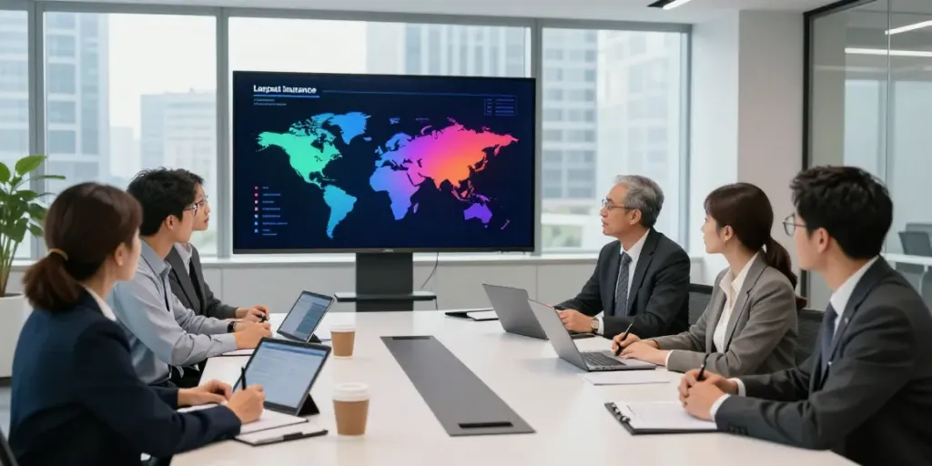Meeting with insurance executives discussing the largest insurance company in the world