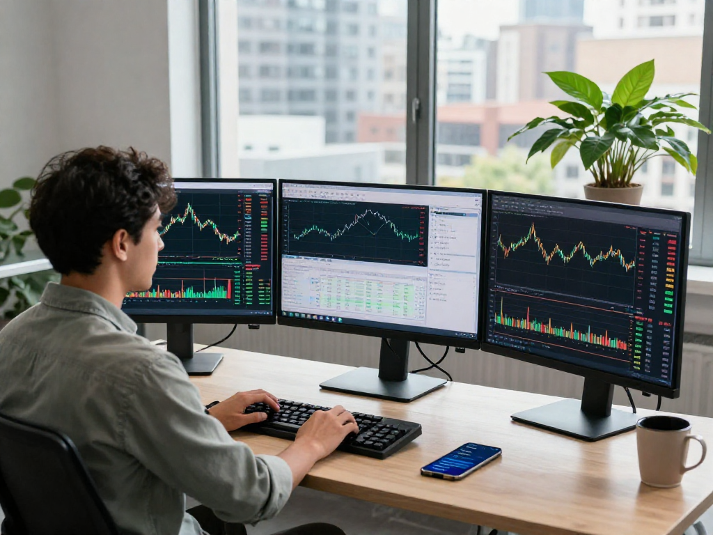 MetaTrader 5 交易者在现代工作空间分析市场深度和图表。