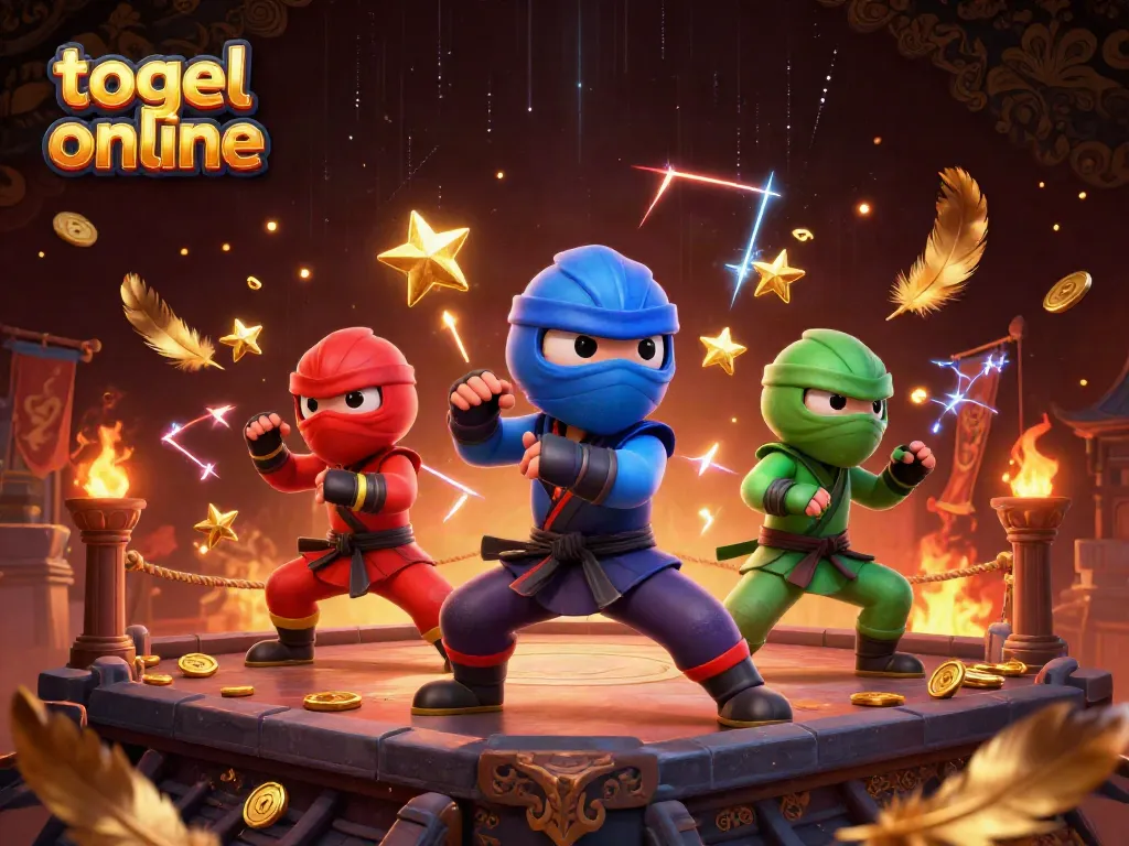 Experience exciting togel online action with colorful chameleon ninjas showcasing their skills in a vibrant setting.