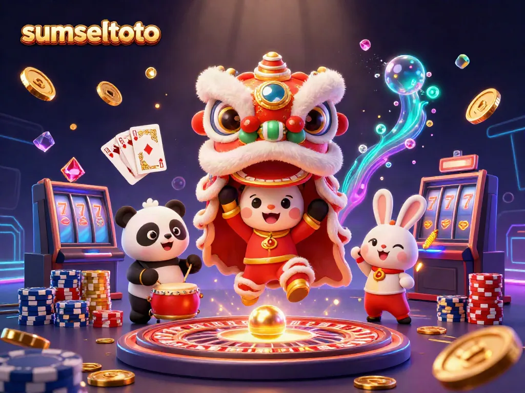 Experience the excitement of sumseltoto with vibrant animations of winning casino games and characters.