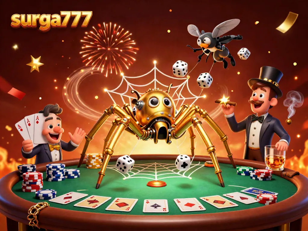 Experience the excitement of surga777 through a vibrant steampunk casino scene with dynamic characters and rich game elements.