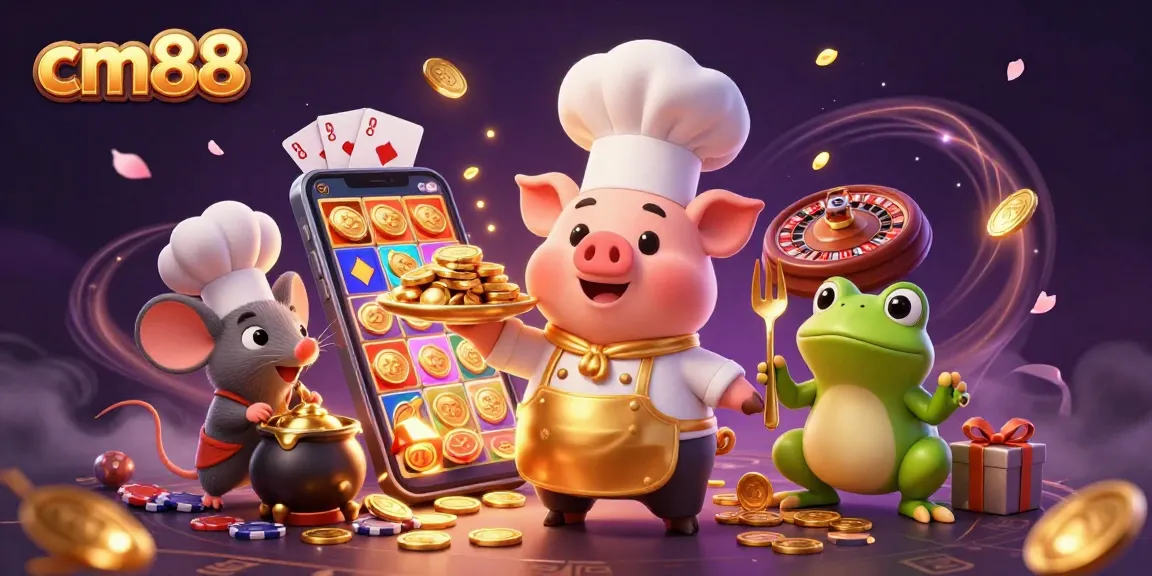 Experience cm88’s online excitement with dynamic gold coin action and casino elements.