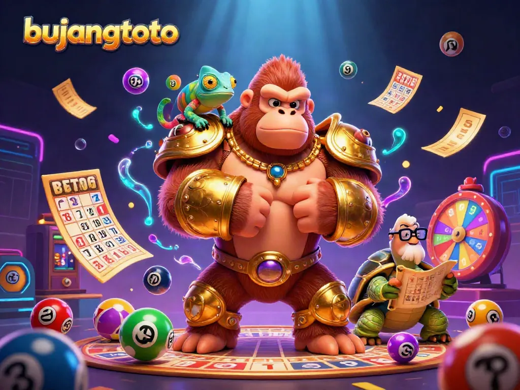 Experience the excitement of bujangtoto with a vibrant illustration of gaming characters and dynamic elements.