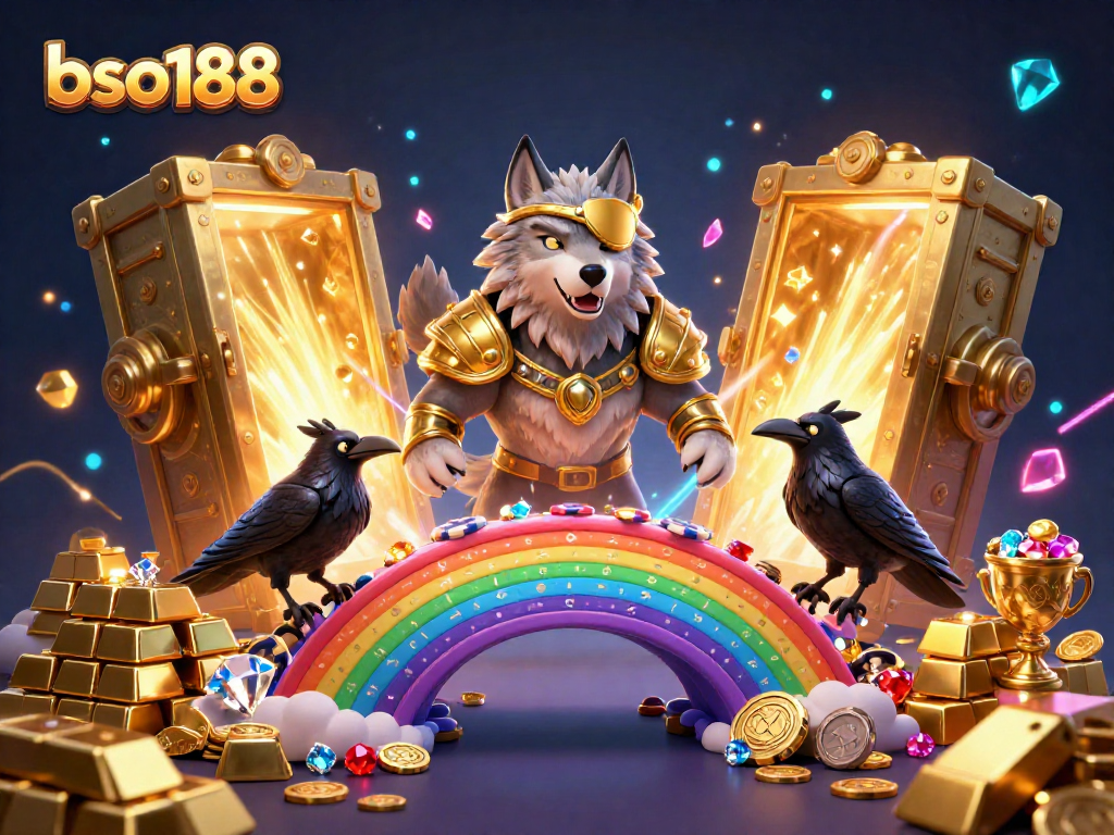 Experience the thrill of bso188 casino games with Odin and ravens amidst treasure and excitement.