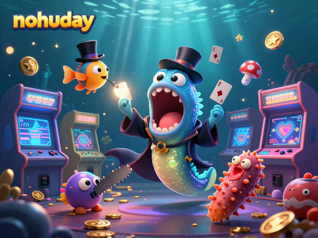 Experience thrilling jackpots with nohuday's magical underwater gaming scene featuring vibrant characters.