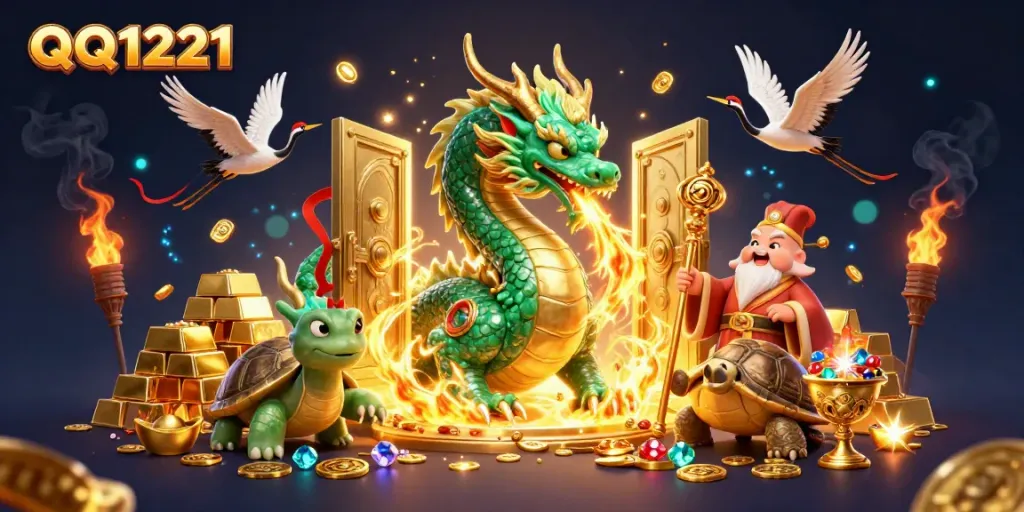 Experience thrilling wins at QQ1221 with powerful characters in a dynamic casino scene.