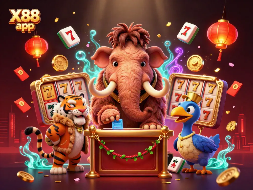 Experience the excitement of the X88 app with vibrant characters and dynamic casino elements