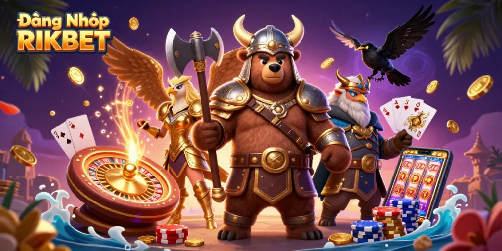 Engage in Đăng Nhập RIKBET with vibrant casino characters and thrilling game elements.