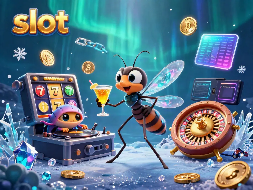 Mesin slot yang memukau dengan simbol keberuntungan dan karakter kasino dalam suasana memikat
