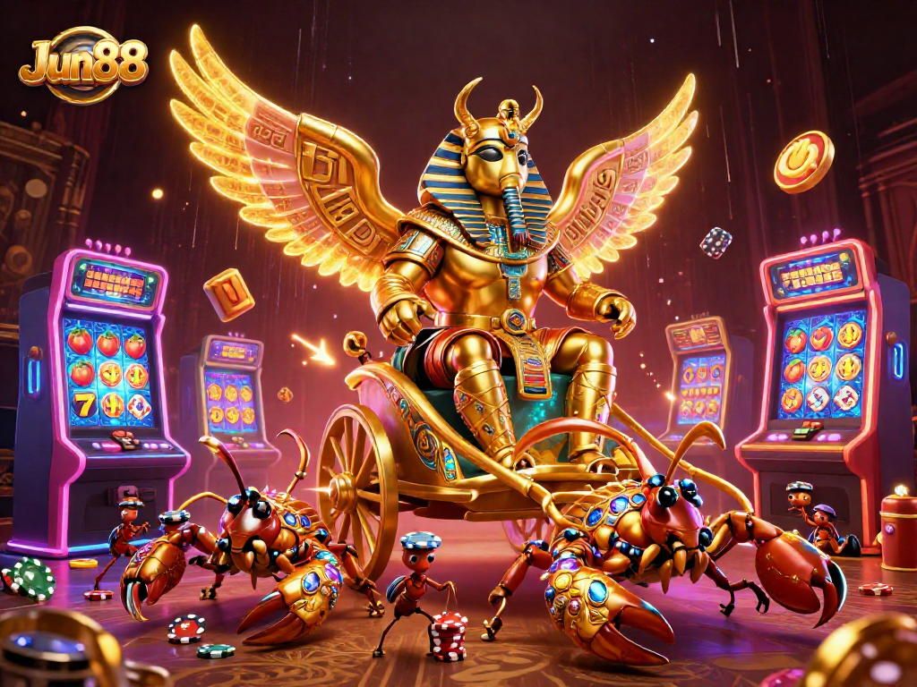 Experience thrilling gameplay with Jun88's vibrant casino elements and captivating characters.