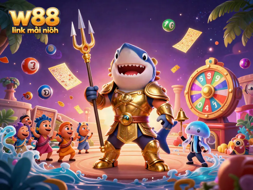 Experience the excitement of winning with the latest W88 link, featuring vibrant lottery elements and a thrilling underwater scene.
