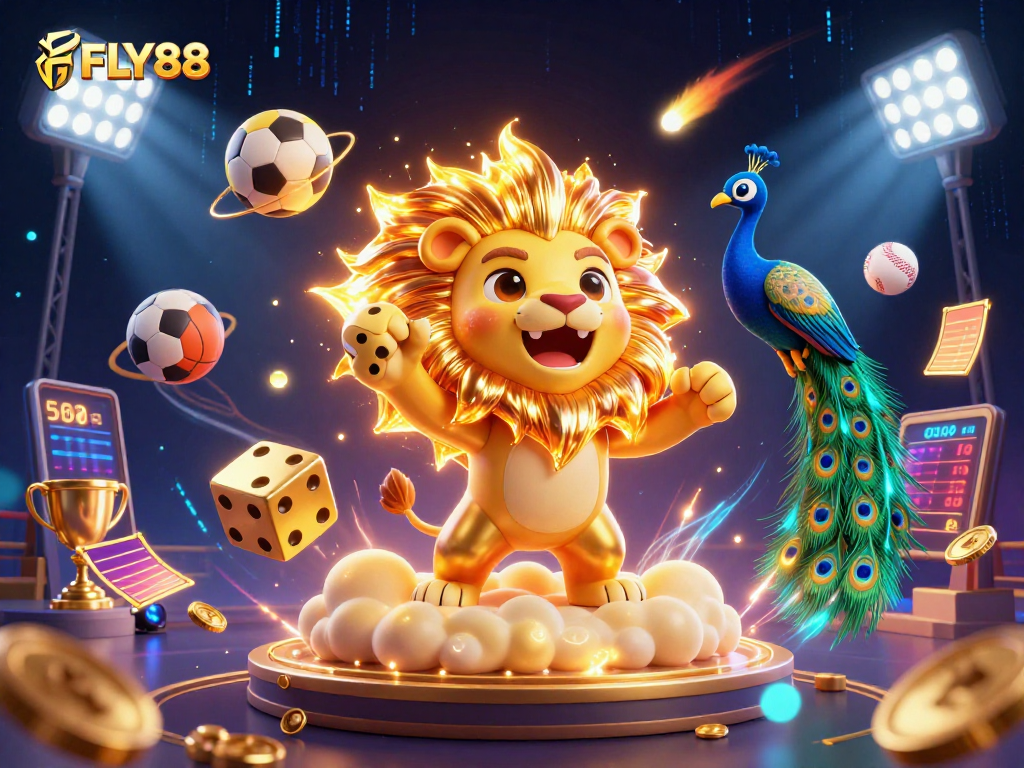 FLY88 players engage in thrilling sports betting with dynamic elements and vibrant visuals.