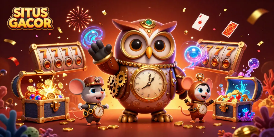 Engage with SITUS GACOR through this vivid casino-themed 3D illustration featuring iconic gaming elements.
