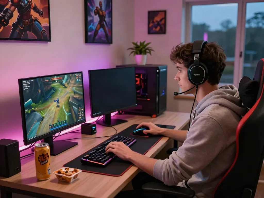 Immersive gaming scene featuring a player engaged with qqmacan content in a vibrant setup.