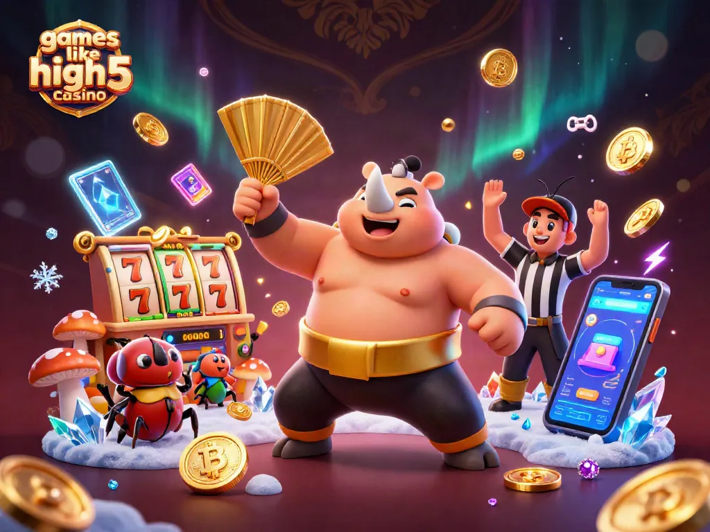Experience thrilling gameplay with games like high 5 casino, featuring vibrant slot champions surrounded by shiny coins.