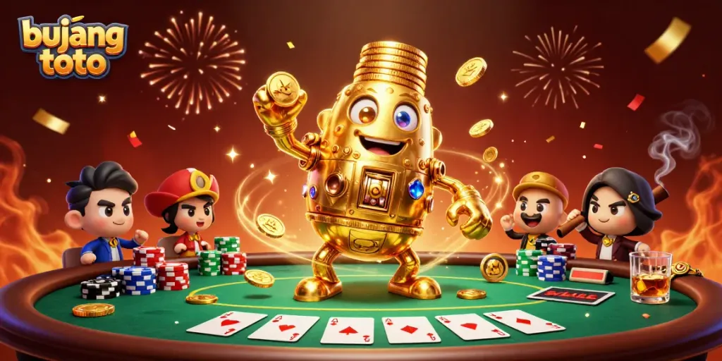 Experience the excitement of bujang toto with our captivating casino-themed illustration showcasing vibrant gaming elements.