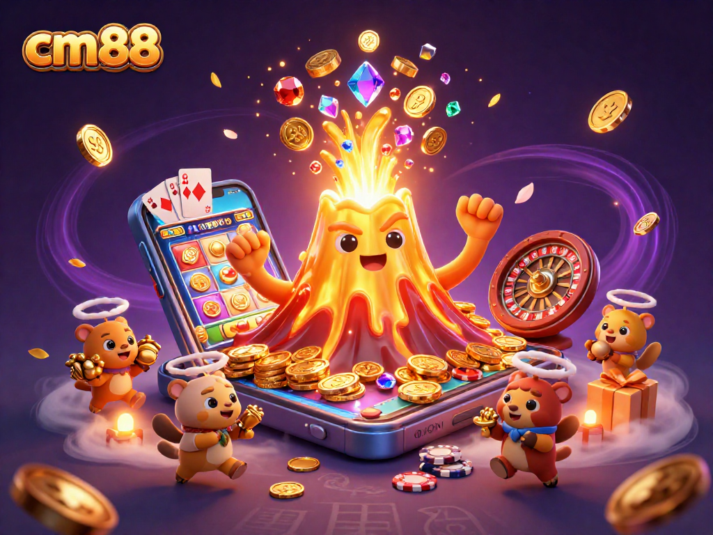 Boost your gaming experience at cm88 with this vibrant casino-themed illustration full of action.